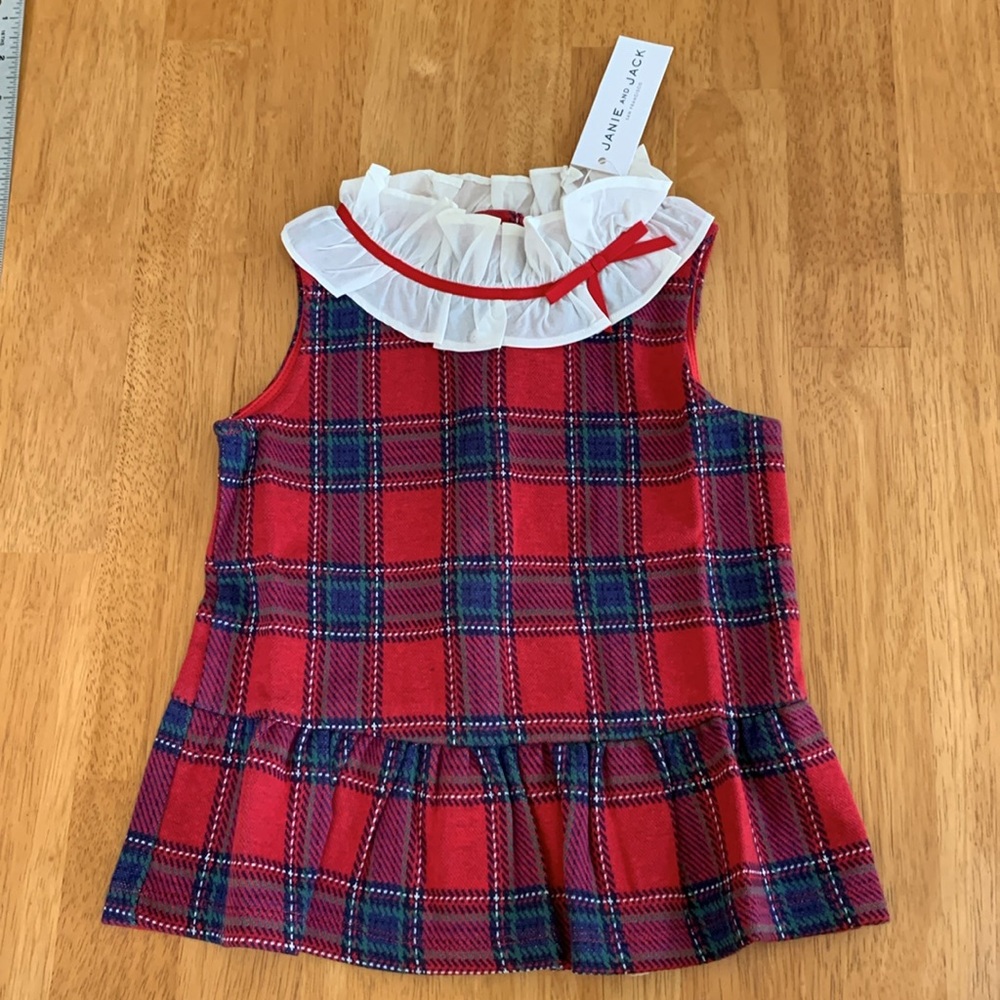🎁NWT Janie and Jack Plaid Little Girl Dress Sz 4